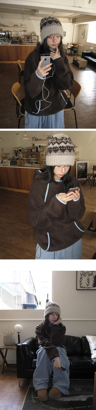 Q diagonal zipper hooded fleece Jacket - 3 colors