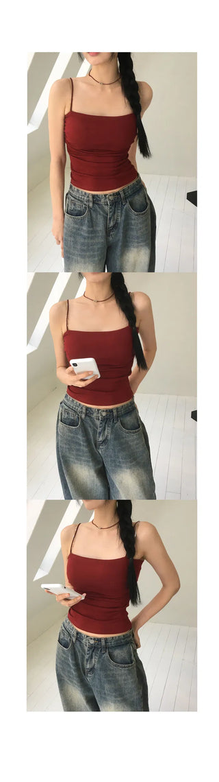 A soft, shirring sleeveless top in 8 colors that is both pretty and comfortable.
