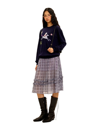 [Moromoro2] Rabbit & Horse Jacquard Crewneck  Sweater