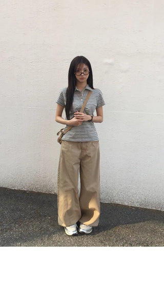 Studded Wide Summer Cotton Pants - 2 Colors