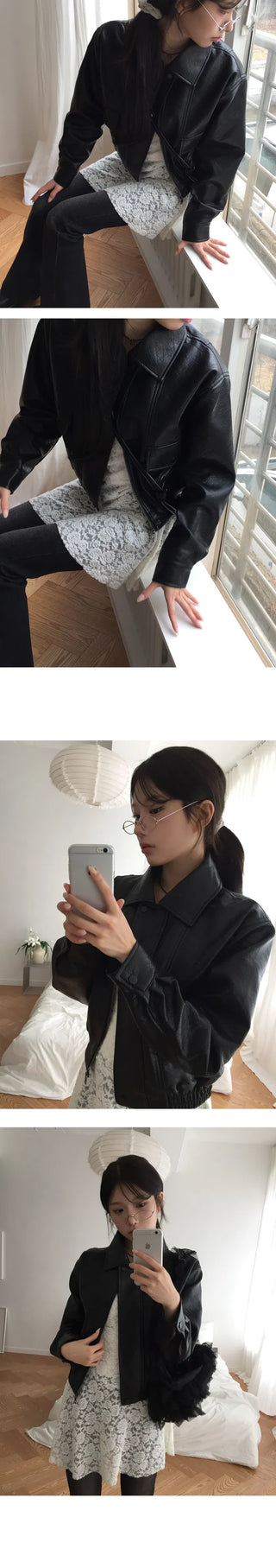 Sarah Half-Fit Crop Leather Jacket - 2 Colors