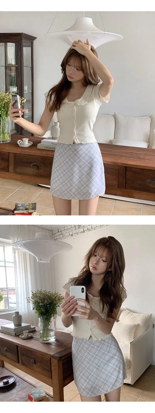 Mulan Punching Short Sleeve Cardigan - 4 Colors