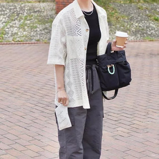 Lace half-sleeve shirt
