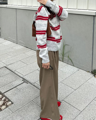 Striped long-sleeved knit
