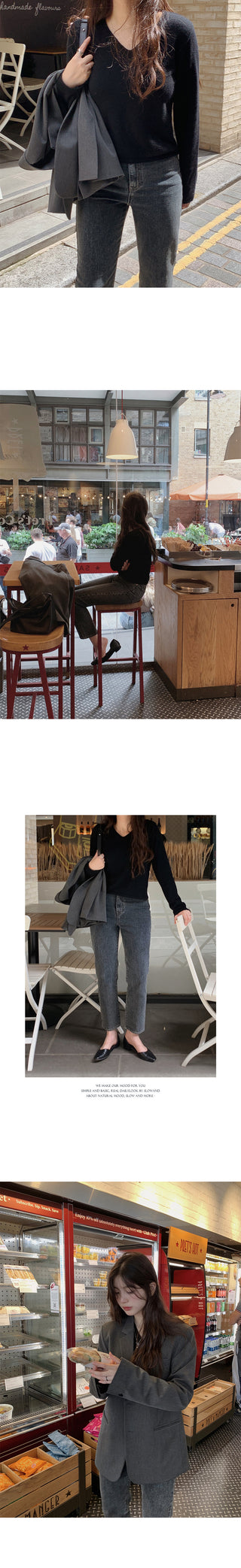 (U/V neck) wool knit - 6 colors