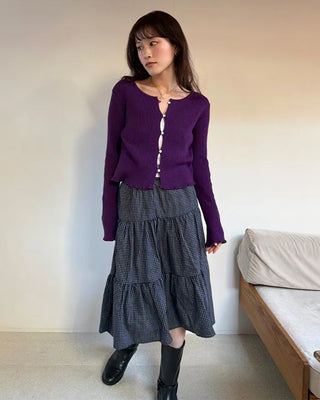 Walnut Button Short Knit Cardigan