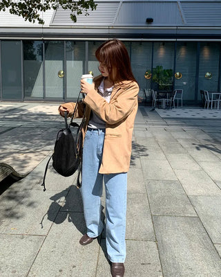 Three-button suede jacket