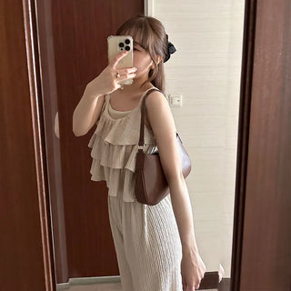 Wrinkle top and pants set