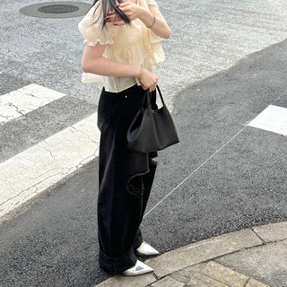 Vintage slit denim pants