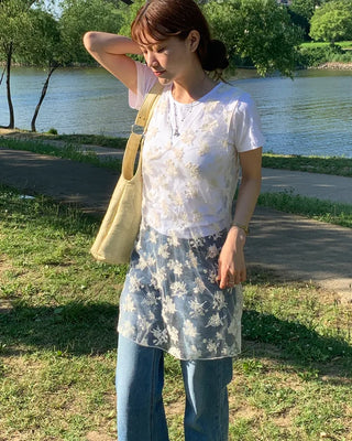 Sheer layered floral dress