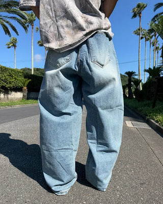 Wide balloon denim pants
