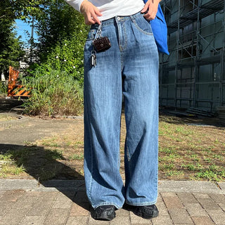 Wide denim pants