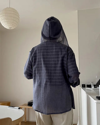 Cotton blend hooded shirt