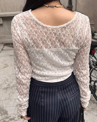 Lace long-sleeve T-shirt