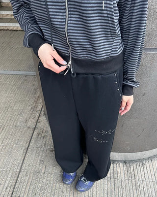 Studded wide-leg pants
