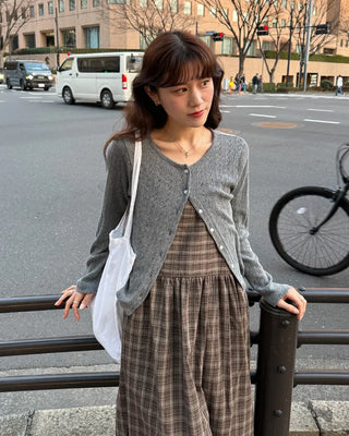 Checked camisole long dress