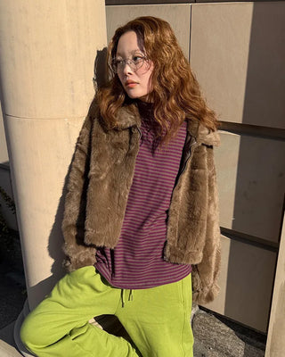 Turtleneck striped long-sleeve T-shirt