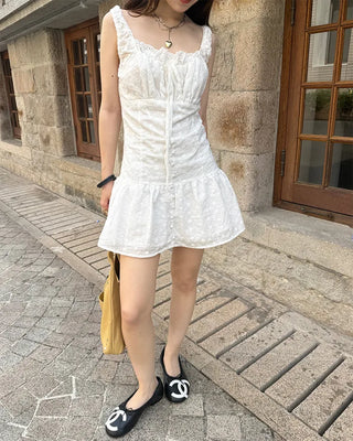 Flower lace camisole mini dress