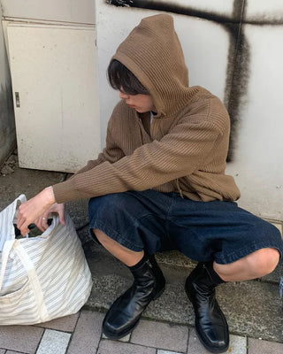 (Unisex) Knit Hooded Hoodie