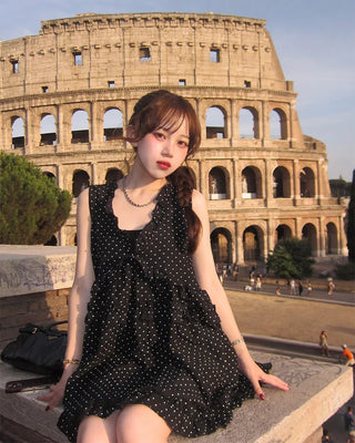Polka dot tiered mini dress