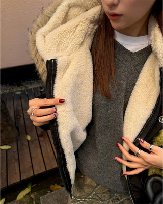 Raccoon fur hooded jacket