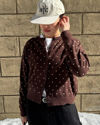 Polka Dot Round Neck Cardigan