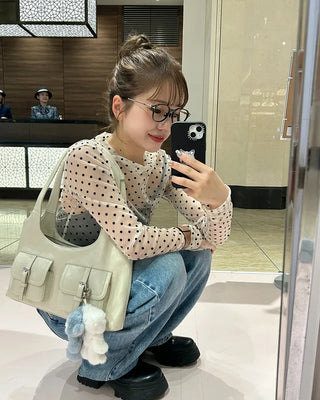 Polka Dot See-Through Long Sleeve T-Shirt