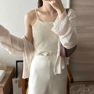 Ribbed sheer cardigan