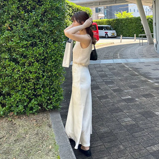 Satin long skirt