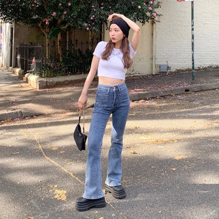 Pocket Flare Fit Denim Pants