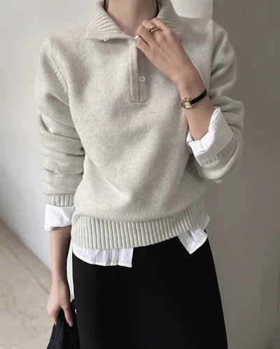 Half-button collar knit