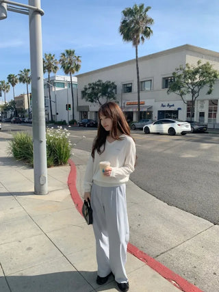 [6 colors] Pleated wide-leg slacks