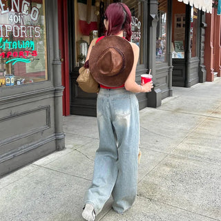 Vintage wide-leg denim pants