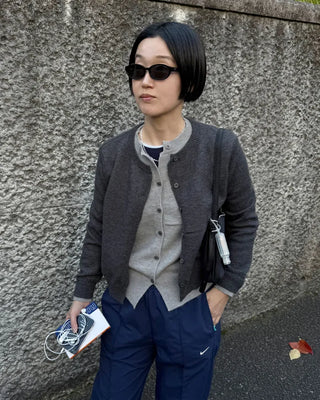 Double-breasted round cardigan