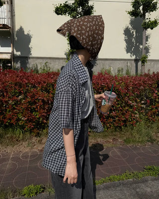 Modern check short-sleeved shirt