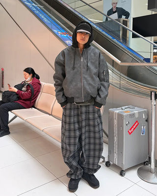 Big check wide pants