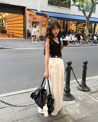 Ribbon back pocket balloon pants