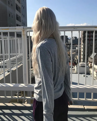 Brushed Cotton Loose Long-Sleeve T-Shirt
