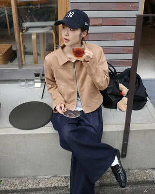 Suede cropped jacket