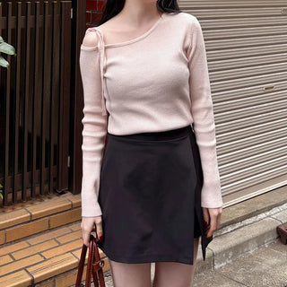 Ribbon Off-Shoulder Knit
