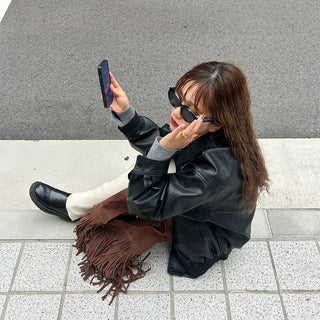 Colored leather jacket