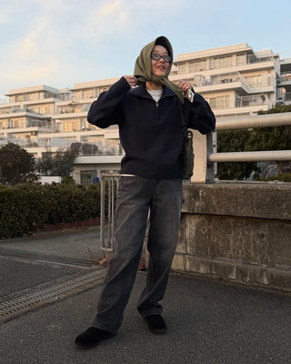 Big Collar Half-Zip Knit