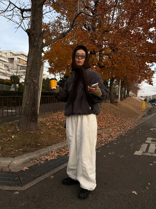 High-neck fleece jumper