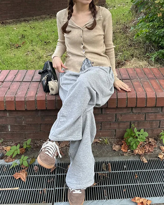 Side-tuck wide sweatpants