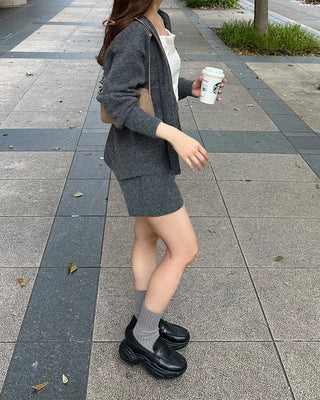 Double-zip hoodie and shorts set