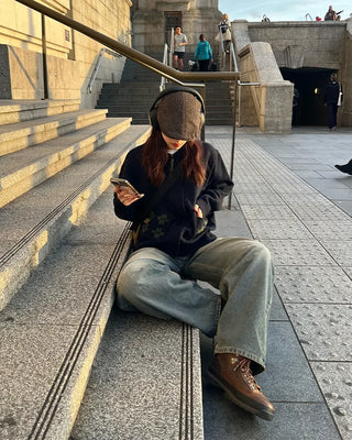 Wide denim pants