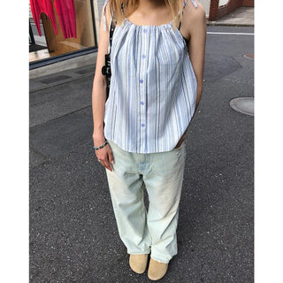 Striped button camisole