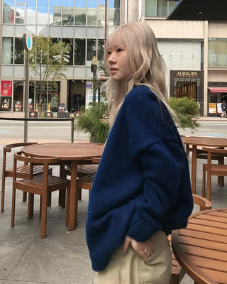 Henley neck oversized knit
