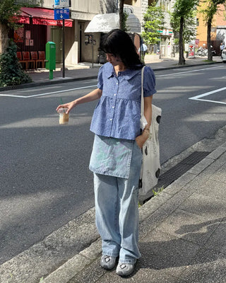 Washed wrap wide denim