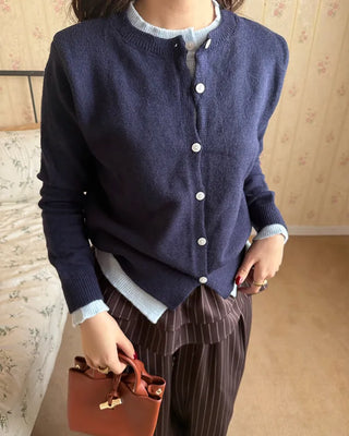 Round neck layered cardigan